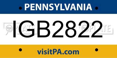 IGB2822 Pennsylvania License Plate