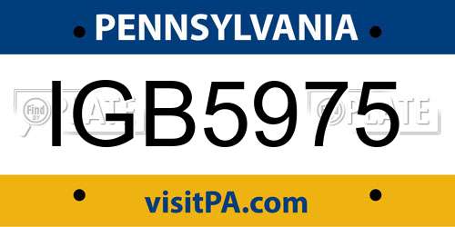 IGB5975 Pennsylvania License Plate