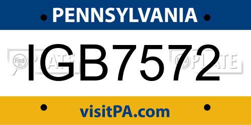 IGB7572 Pennsylvania License Plate