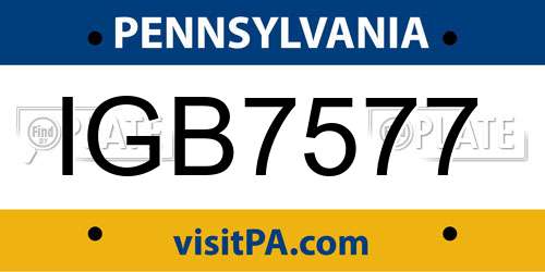 IGB7577 Pennsylvania License Plate