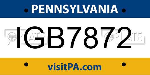 IGB7872 Pennsylvania License Plate