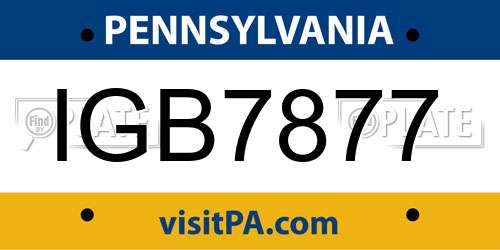 IGB7877 Pennsylvania License Plate