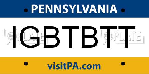 IGBTBTT Pennsylvania License Plate