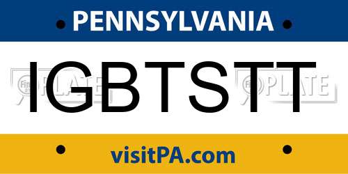 IGBTSTT Pennsylvania License Plate