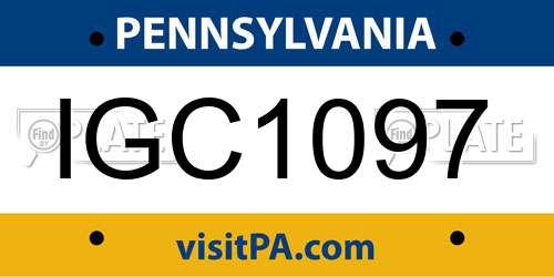 IGC1097 Pennsylvania License Plate