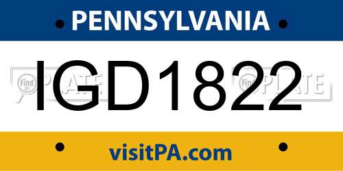IGD1822 Pennsylvania License Plate