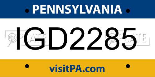 IGD2285 Pennsylvania License Plate