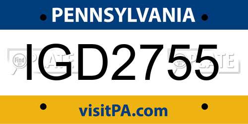 IGD2755 Pennsylvania License Plate