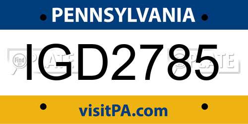 IGD2785 Pennsylvania License Plate