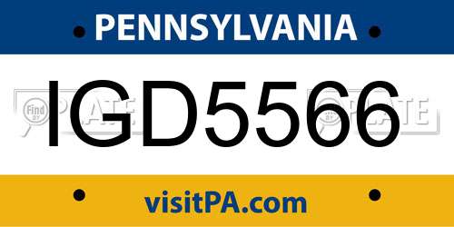 IGD5566 Pennsylvania License Plate