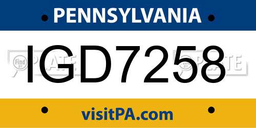 IGD7258 Pennsylvania License Plate