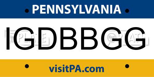 IGDBBGG Pennsylvania License Plate