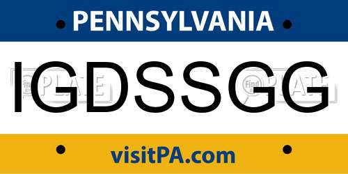 IGDSSGG Pennsylvania License Plate