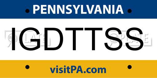 IGDTTSS Pennsylvania License Plate