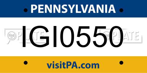 IGI0550 Pennsylvania License Plate