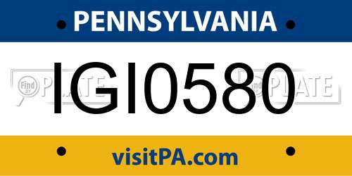 IGI0580 Pennsylvania License Plate