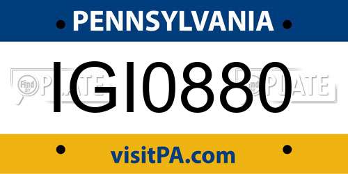 IGI0880 Pennsylvania License Plate