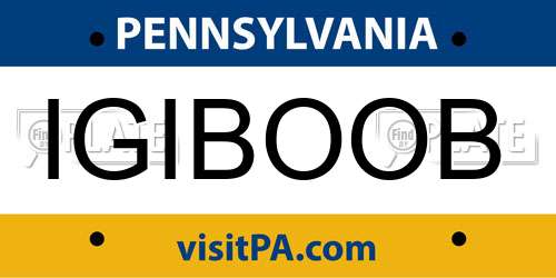 IGIBOOB Pennsylvania License Plate