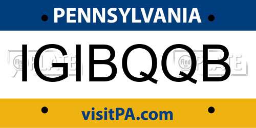 IGIBQQB Pennsylvania License Plate