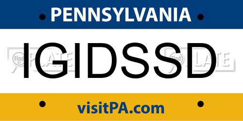 IGIDSSD Pennsylvania License Plate