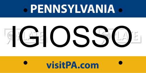 IGIOSSO Pennsylvania License Plate