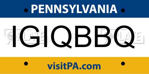 IGIQBBQ Pennsylvania License Plate