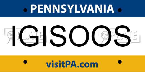 IGISOOS Pennsylvania License Plate