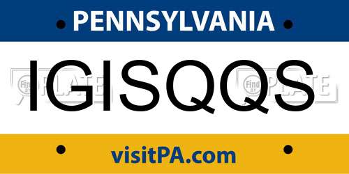IGISQQS Pennsylvania License Plate