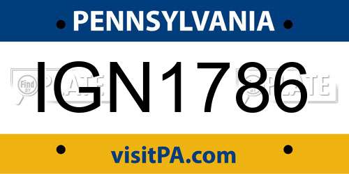 IGN1786 Pennsylvania License Plate