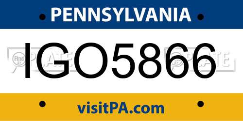 IGO5866 Pennsylvania License Plate