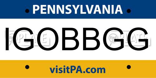 IGOBBGG Pennsylvania License Plate