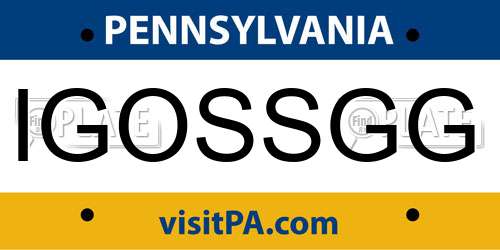 IGOSSGG Pennsylvania License Plate