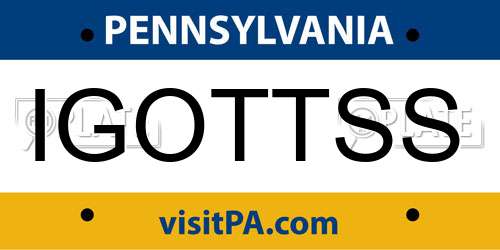 IGOTTSS Pennsylvania License Plate