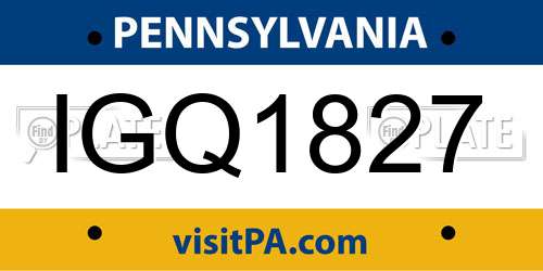 IGQ1827 Pennsylvania License Plate