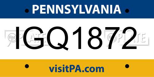 IGQ1872 Pennsylvania License Plate