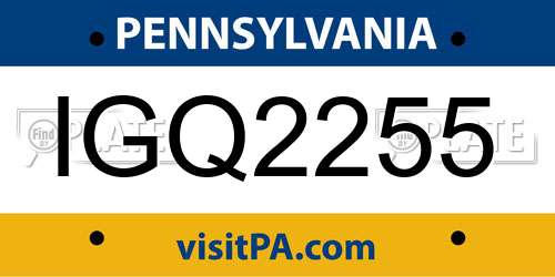 IGQ2255 Pennsylvania License Plate