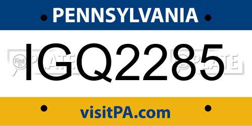 IGQ2285 Pennsylvania License Plate