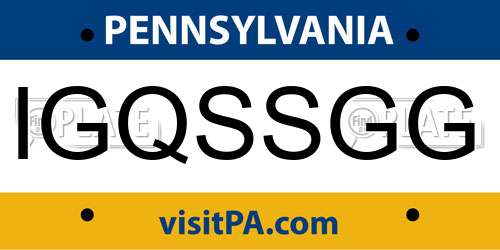 IGQSSGG Pennsylvania License Plate