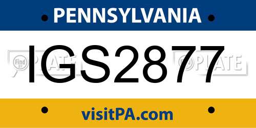 IGS2877 Pennsylvania License Plate