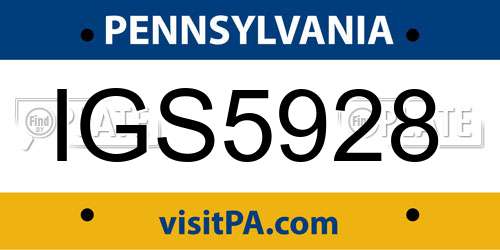 IGS5928 Pennsylvania License Plate