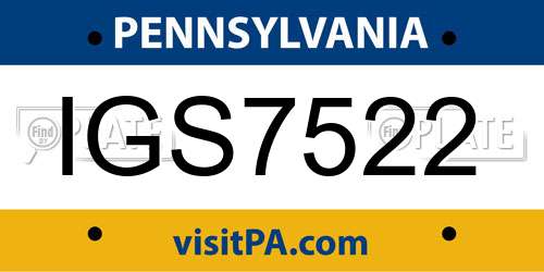 IGS7522 Pennsylvania License Plate