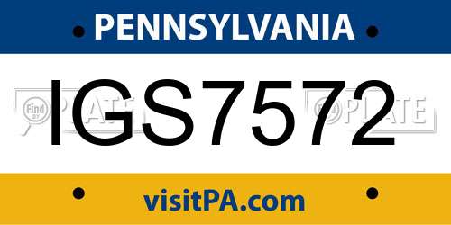 IGS7572 Pennsylvania License Plate