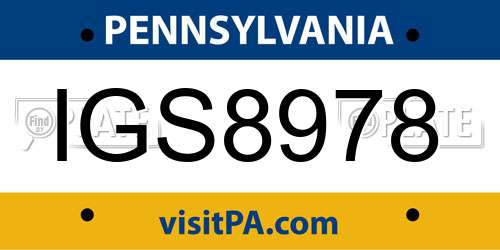 IGS8978 Pennsylvania License Plate