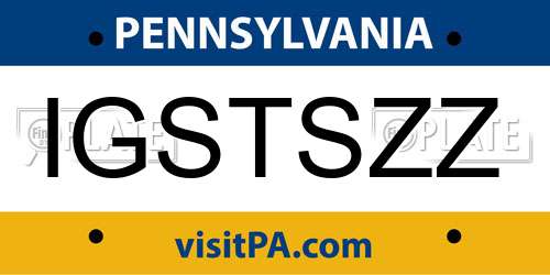 IGSTSZZ Pennsylvania License Plate