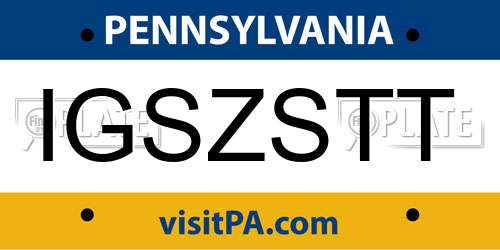 IGSZSTT Pennsylvania License Plate