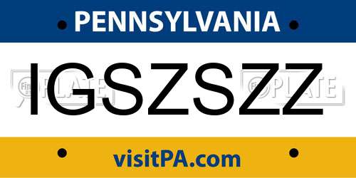 IGSZSZZ Pennsylvania License Plate