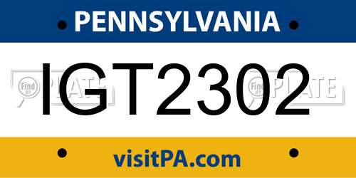 IGT2302 Pennsylvania License Plate