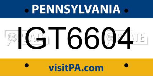 IGT6604 Pennsylvania License Plate