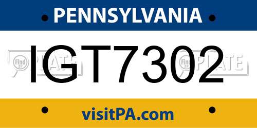 IGT7302 Pennsylvania License Plate