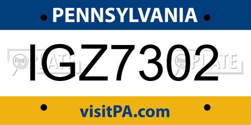 IGZ7302 Pennsylvania License Plate